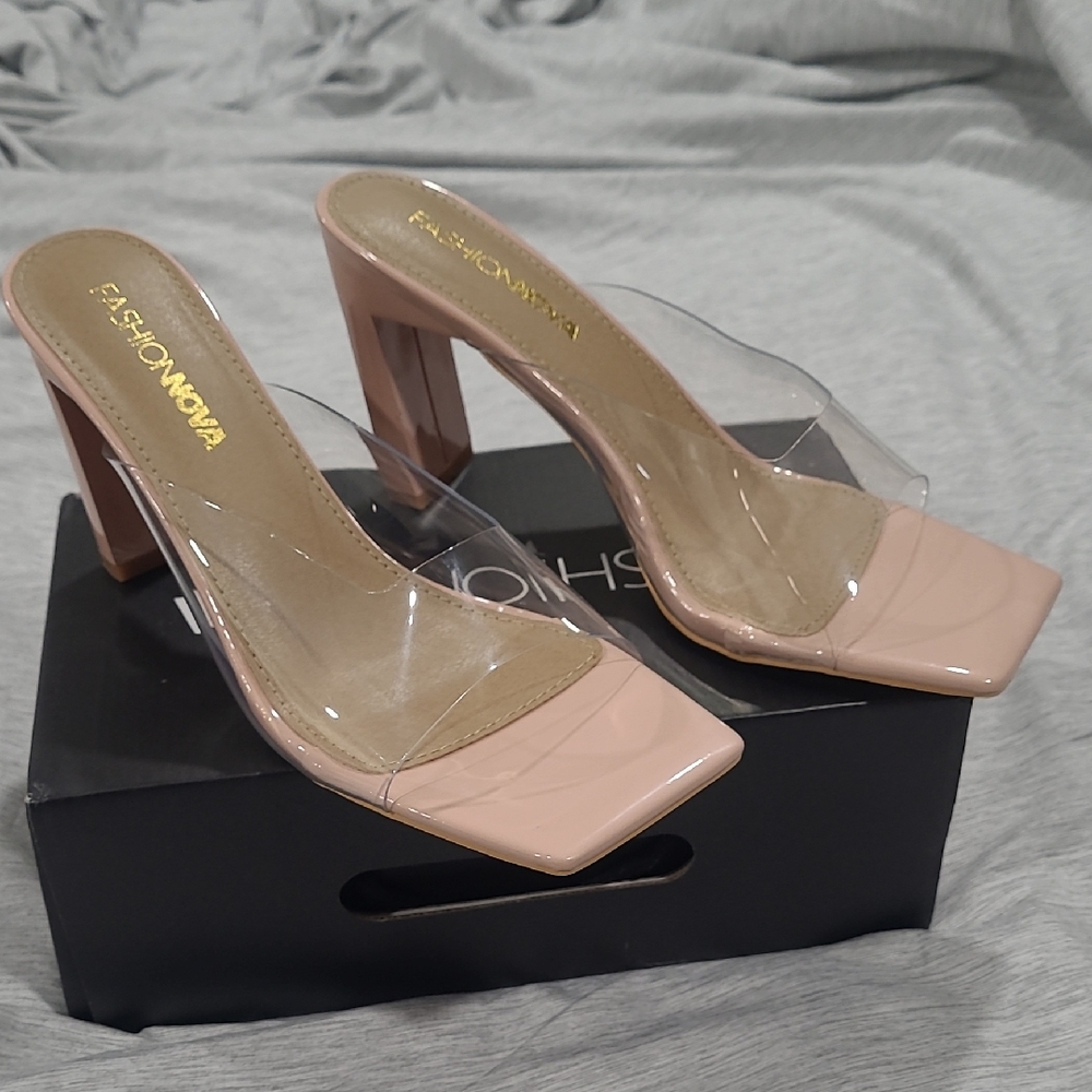 Fashion Nova Transparent and Blush Heels